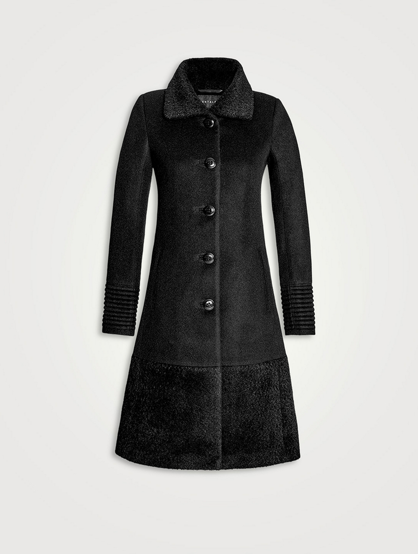 Bouclé-Trimmed Baby Alpaca Coat