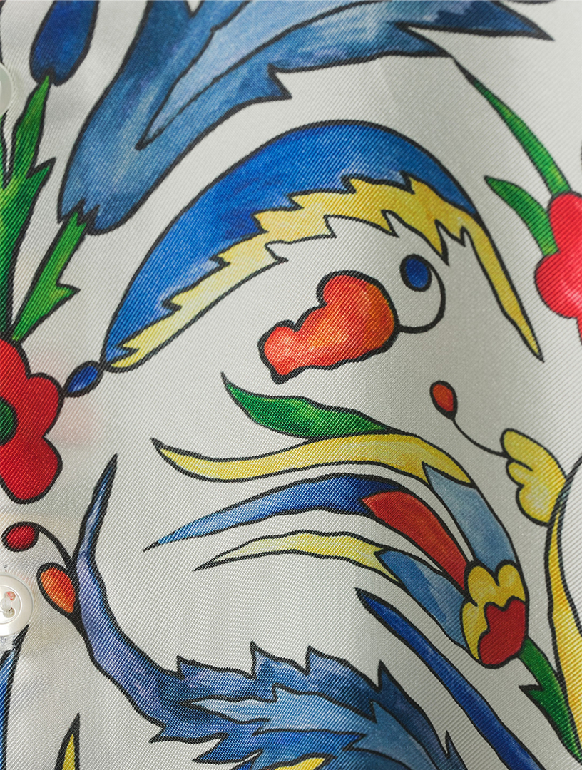 Silk Shirt Carnation Print