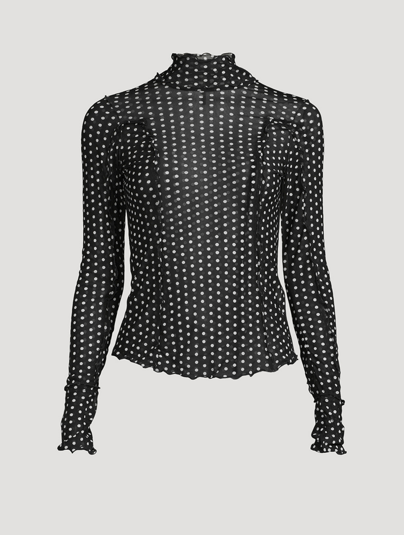 Charlie Mesh Top In Polka Dot Print