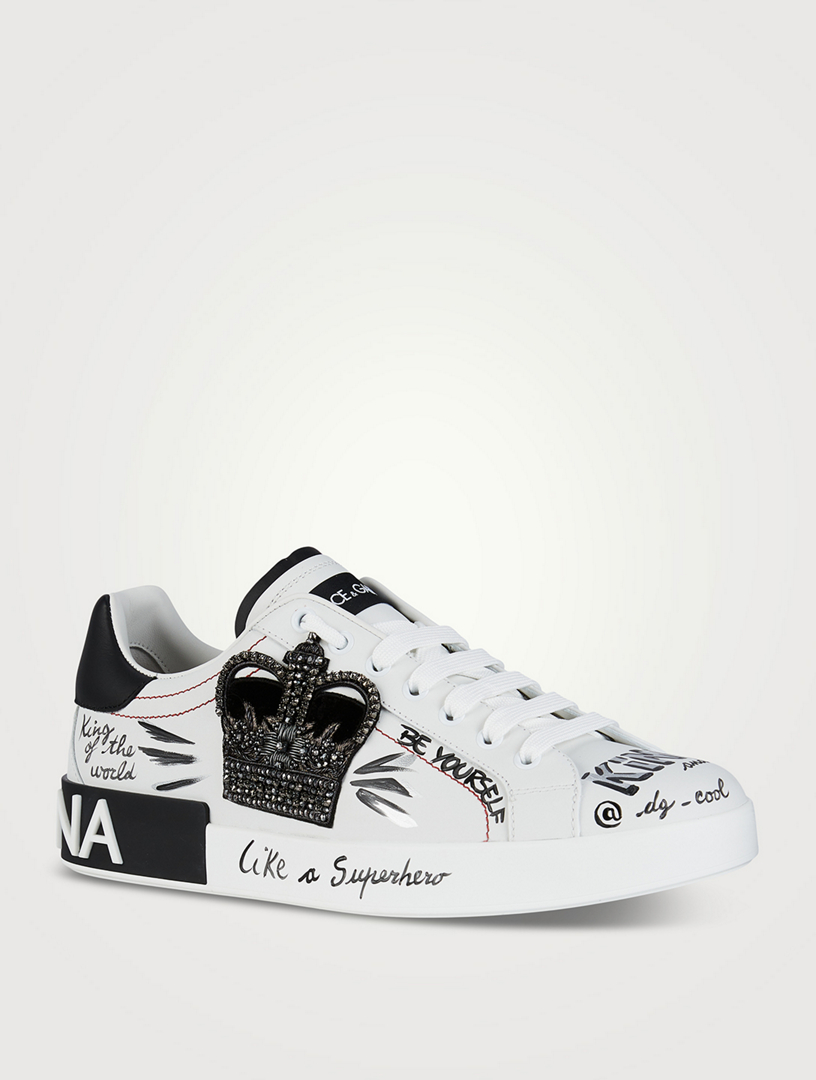 DOLCE & GABBANA フリツキャハシンハンツ FT0CXTFUBF0 N0000 DOLCE & GABBANA Portofino Graphic Leather Sneakers | Holt