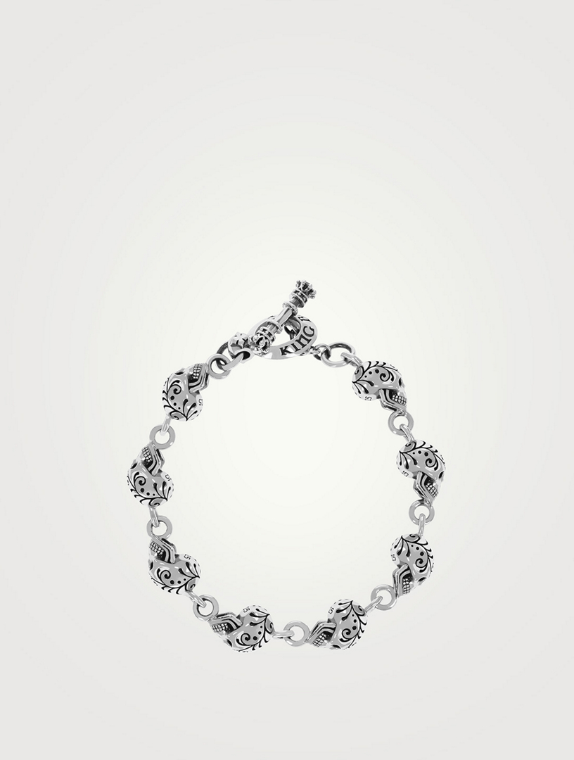 Silver 20th Anniversary Edition Day Of The Dead Skull Bracelet