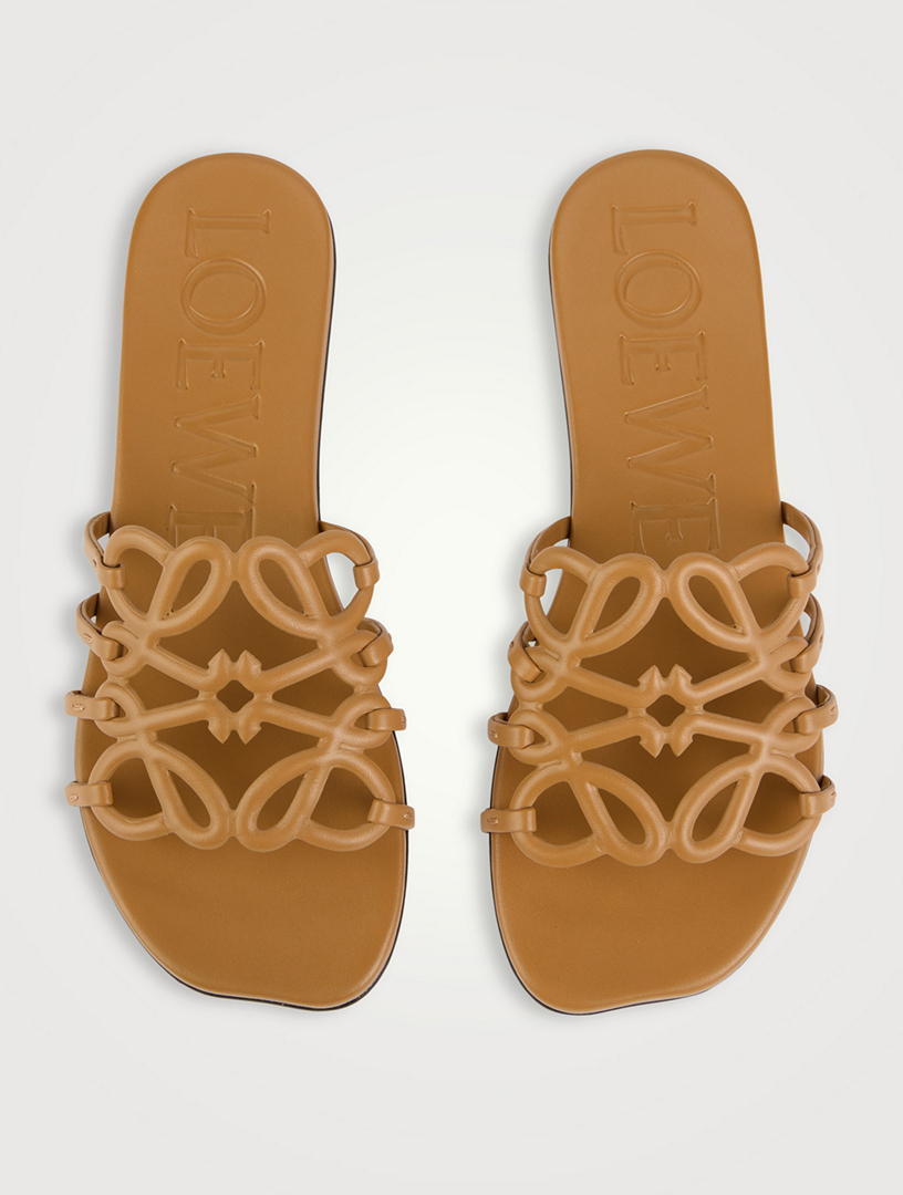 LOEWE Petal Anagram Leather Slide Sandals | Holt Renfrew