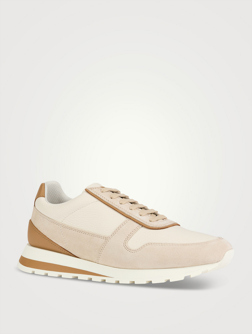 BRUNELLO CUCINELLI Washed Suede And Leather Sneakers