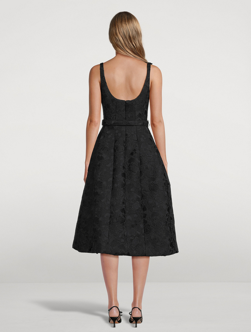 OSCAR DE LA RENTA Orchid-Embroidered Guipure Midi Dress | Holt Renfrew
