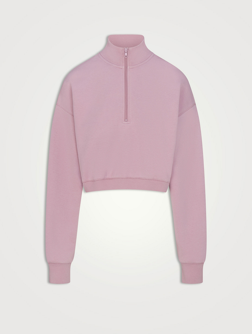 SKIMS Cotton Fleece Cropped Half-Zip Sweatshirt | Holt Renfrew