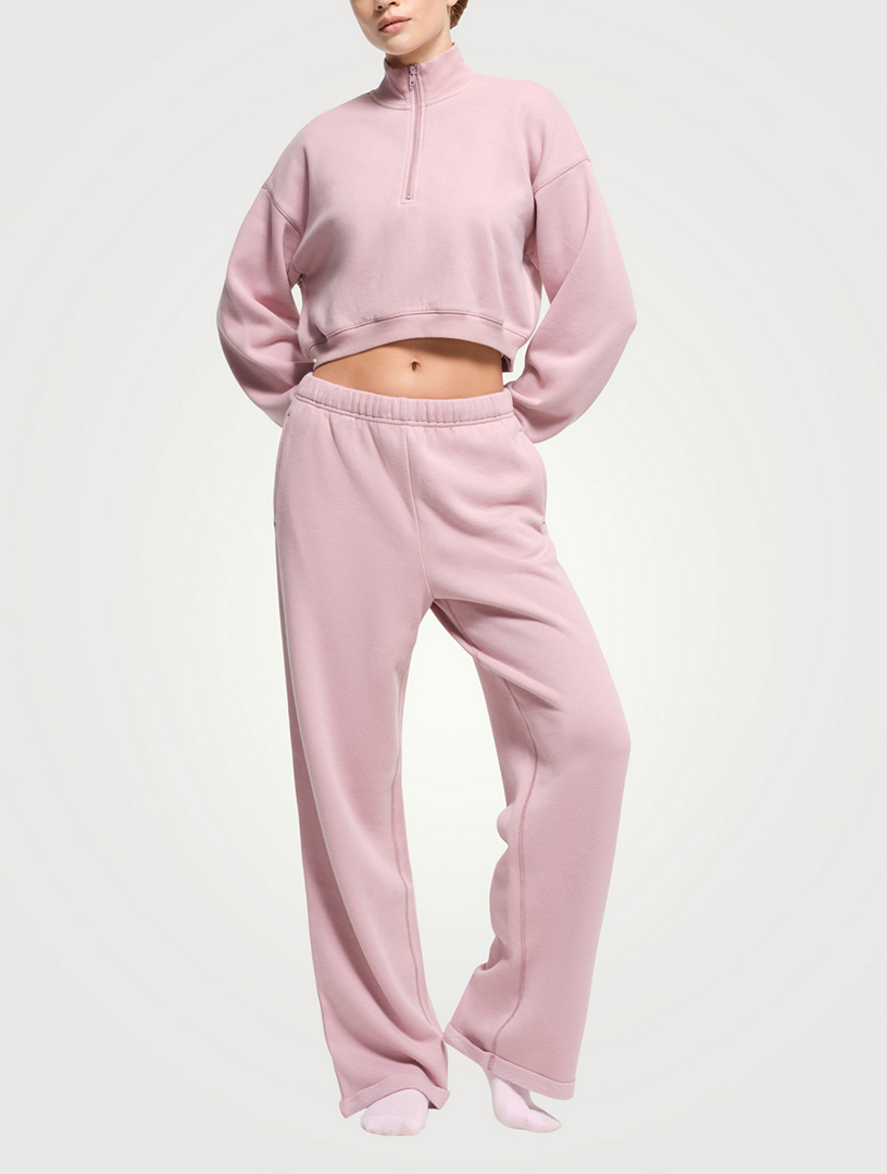SKIMS Cotton Fleece Cropped Half-Zip Sweatshirt | Holt Renfrew