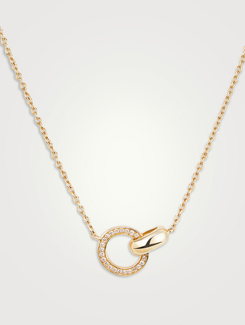 Collier entrelacé en or 14 ct pavé de diamants