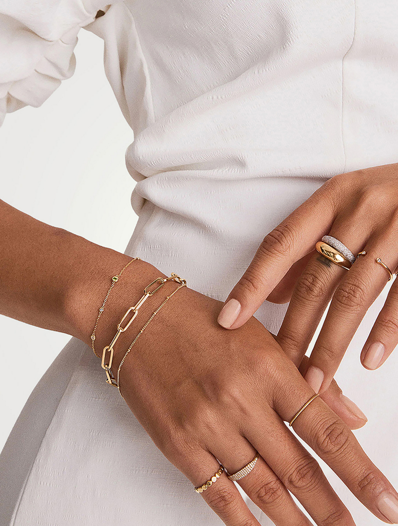 MEJURI 14K Gold Pavé Diamond Thin Dôme Ring | Holt Renfrew