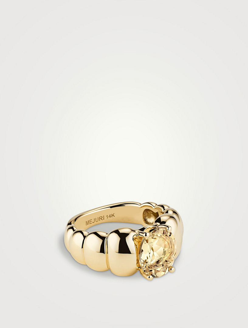 14K Gold Puffy Charlotte Gemstone Ring