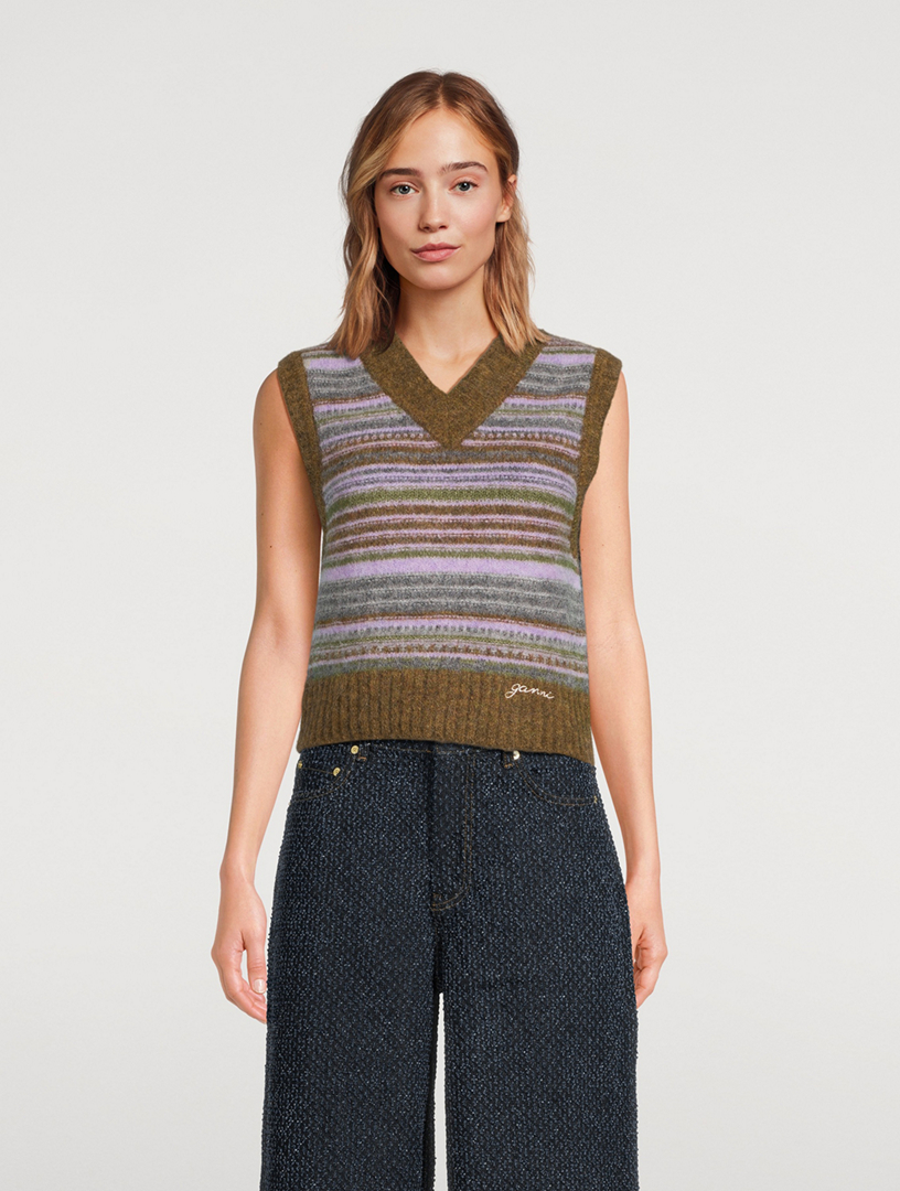 Stripe Jacquard Sweater Vest
