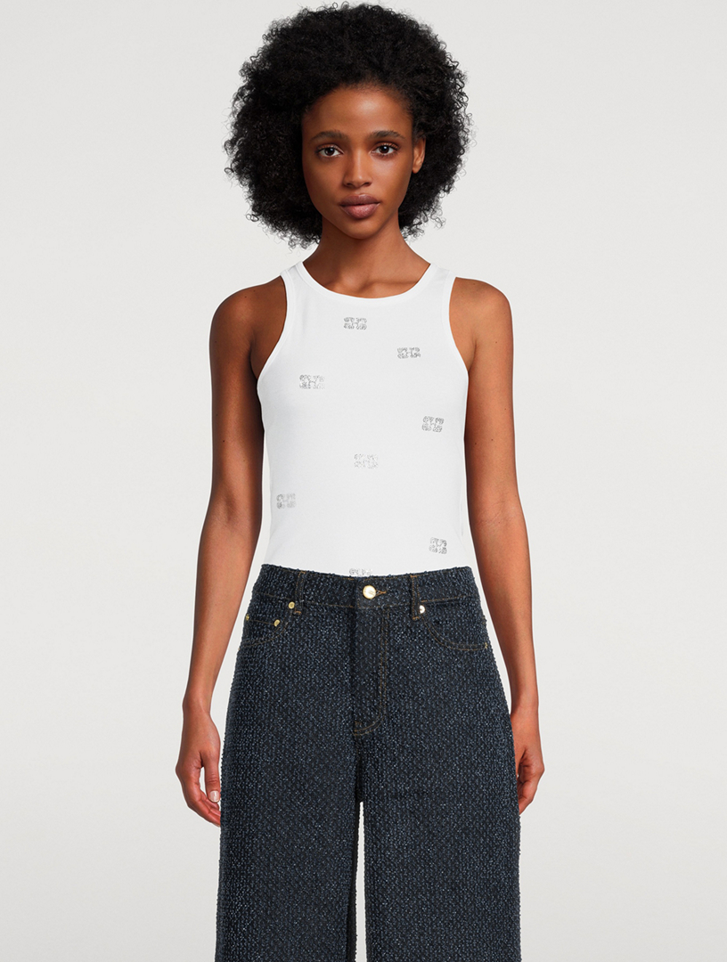 Embellished Butterfly Tank Top