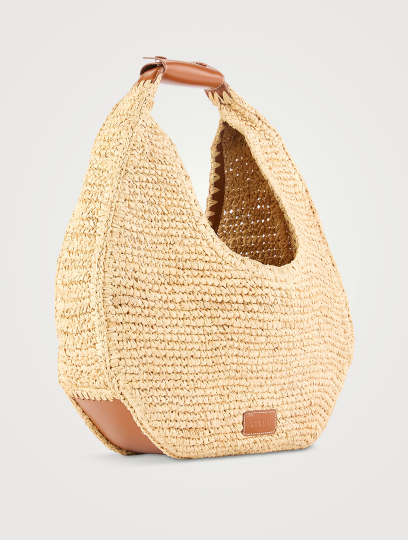 STAUD Large Moon Raffia Shoulder Bag | Holt Renfrew