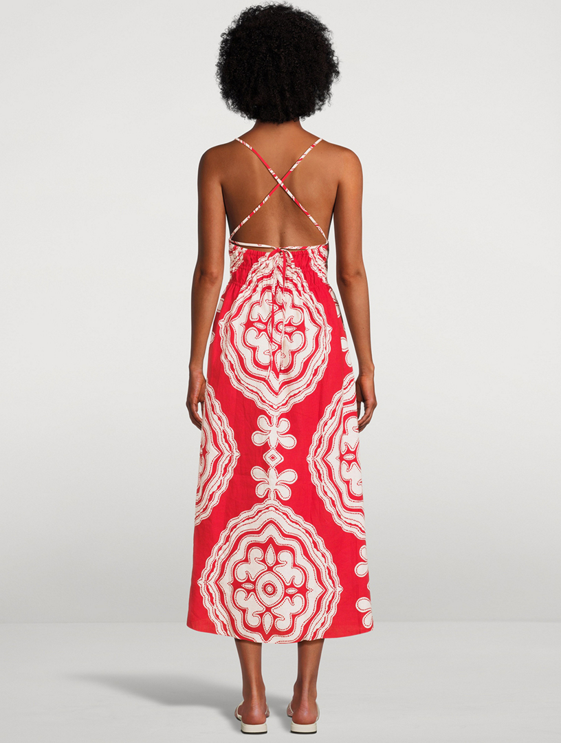 Gete Printed Linen Triangle Dress