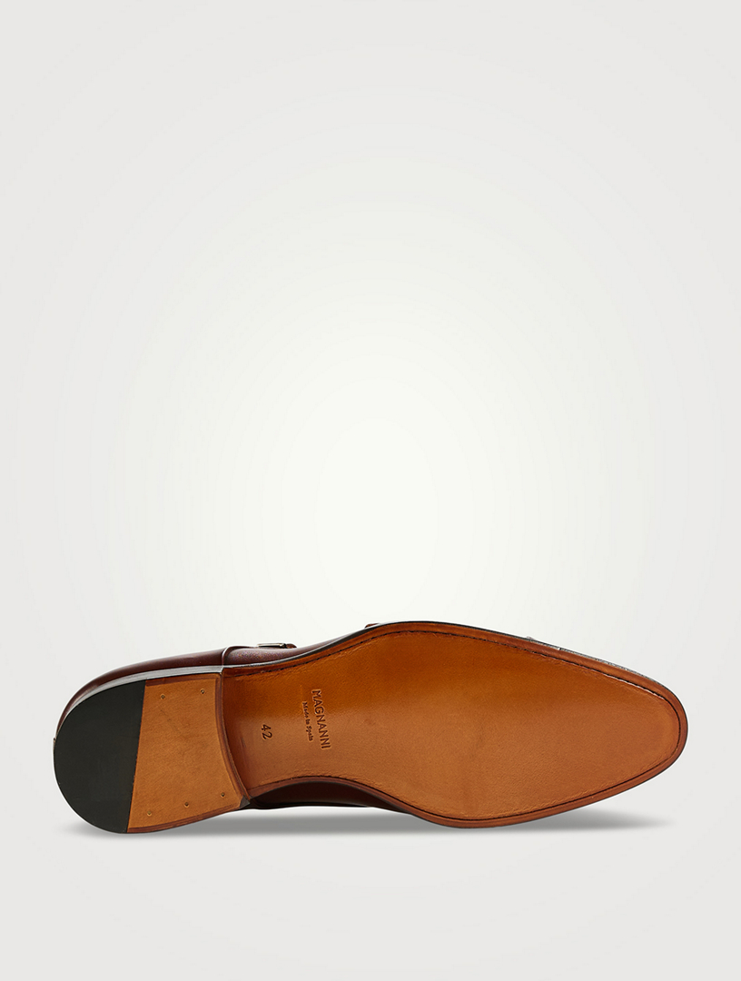 MAGNANNI Tinos Leather Monk Strap Shoes