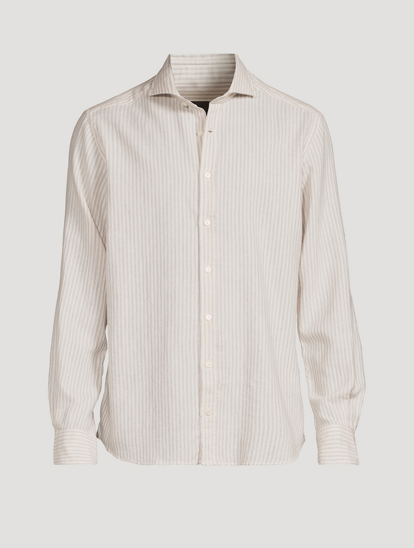 Lano Cotton And Wool Shirt Stripe Print