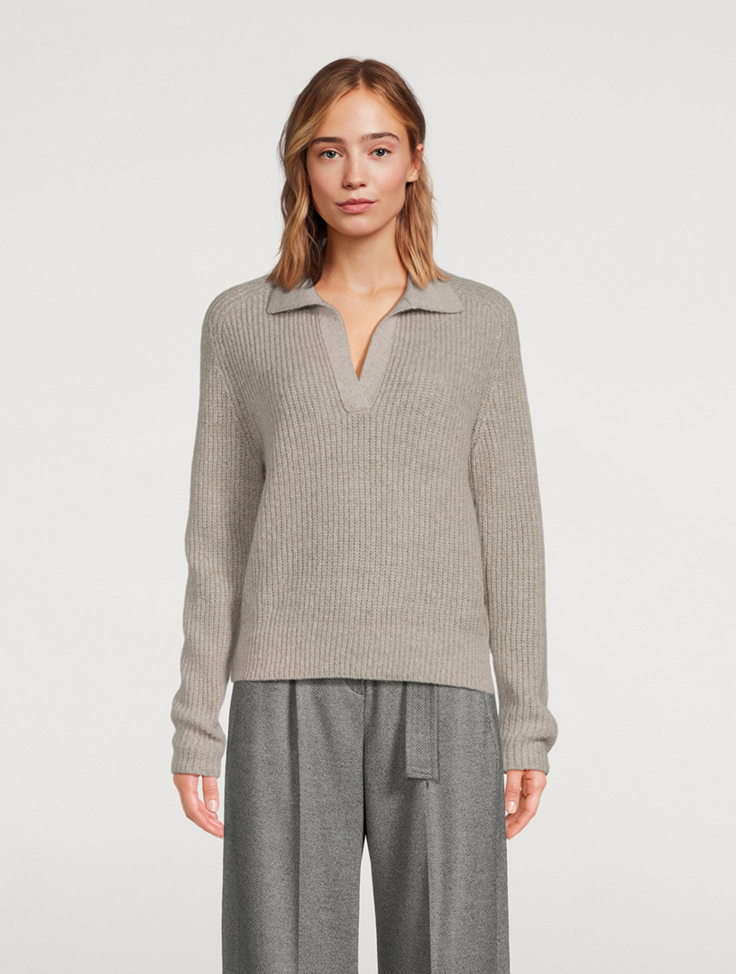 Wool Cashmere Polo Sweater
