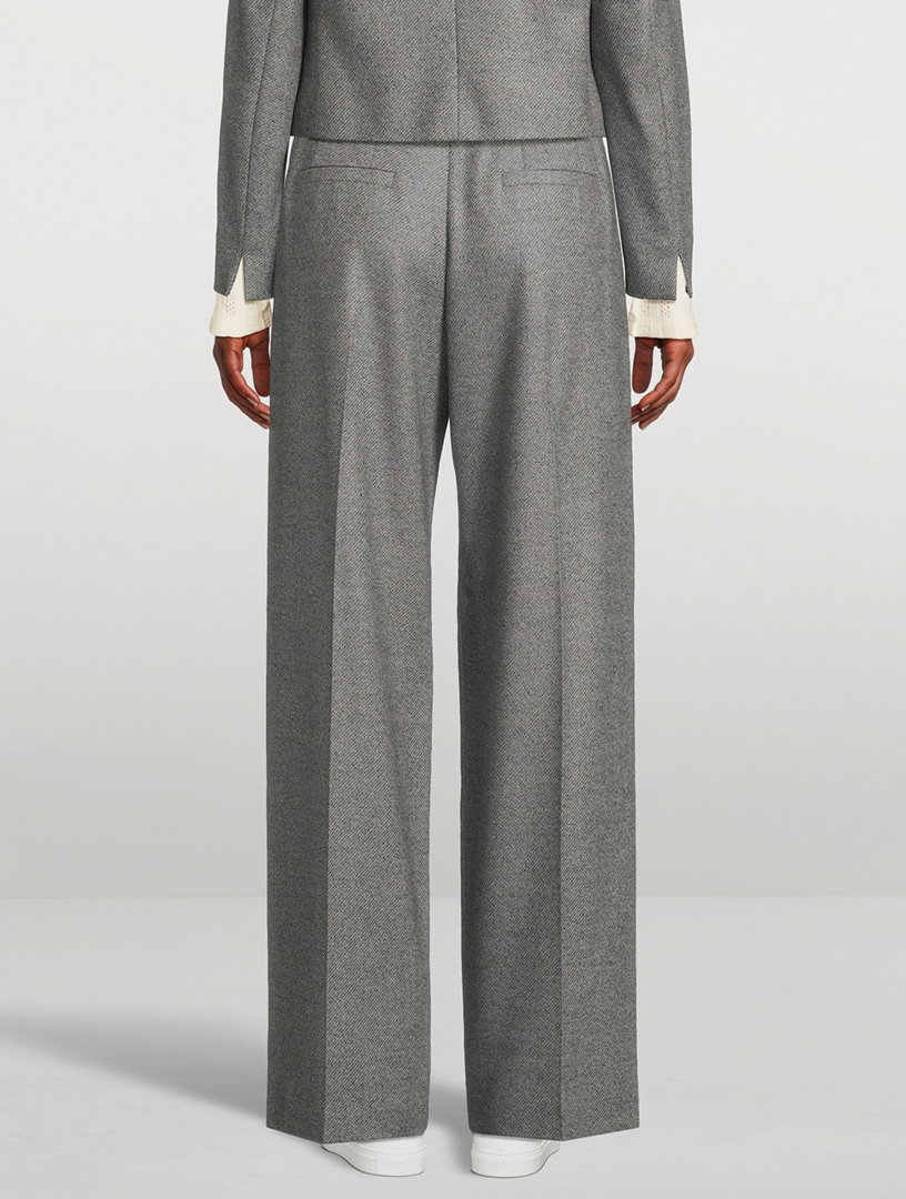 Belted Wide-Leg Wool Trousers