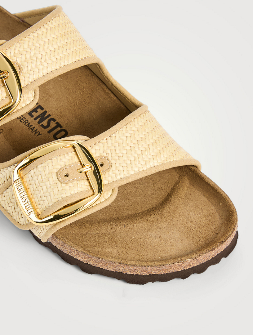 Arizona Big Buckle Raffia Slide Sandals