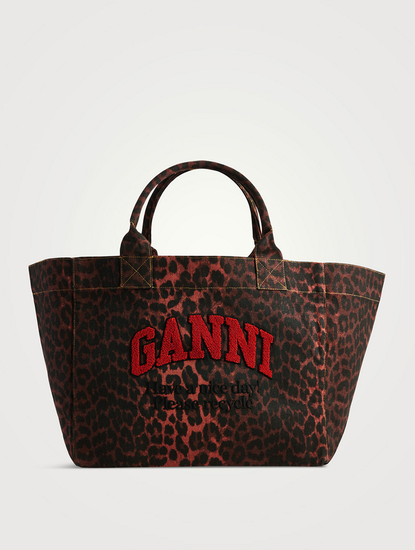 XXL Canvas Tote Bag In Leopard Print