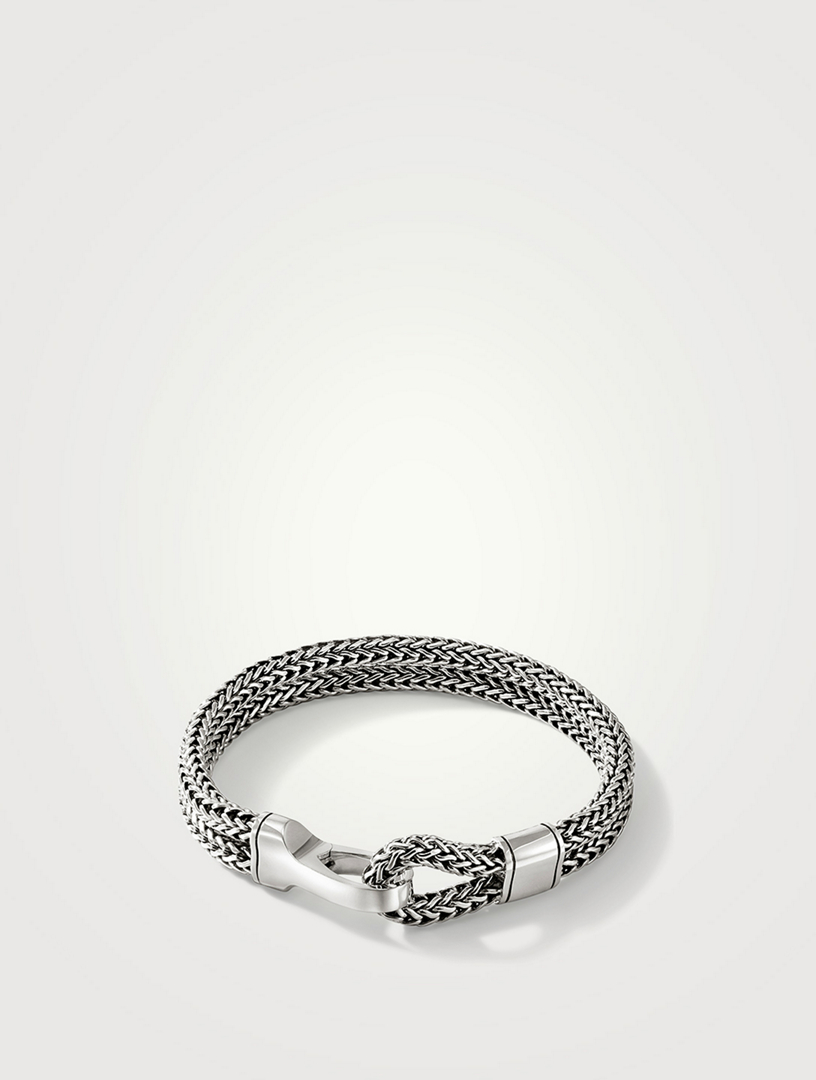Silver Double Row Hook Clasp Bracelet
