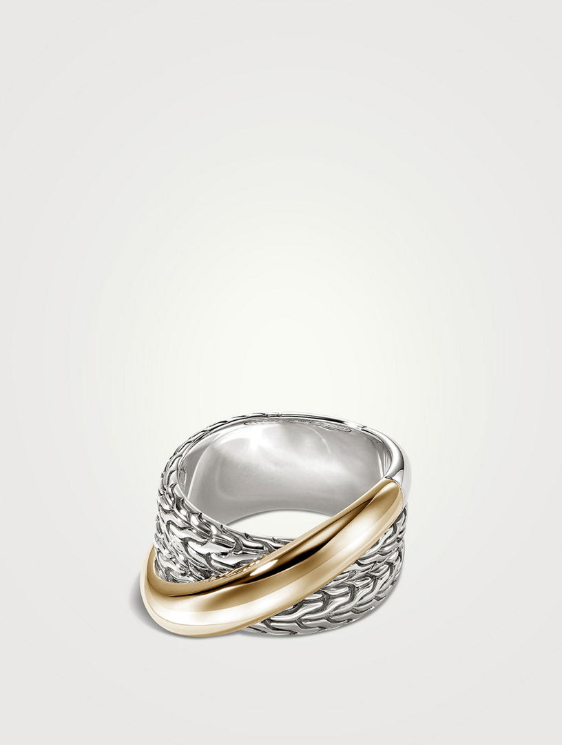 JH Essentials 14K Gold And Silver Crossover Ring