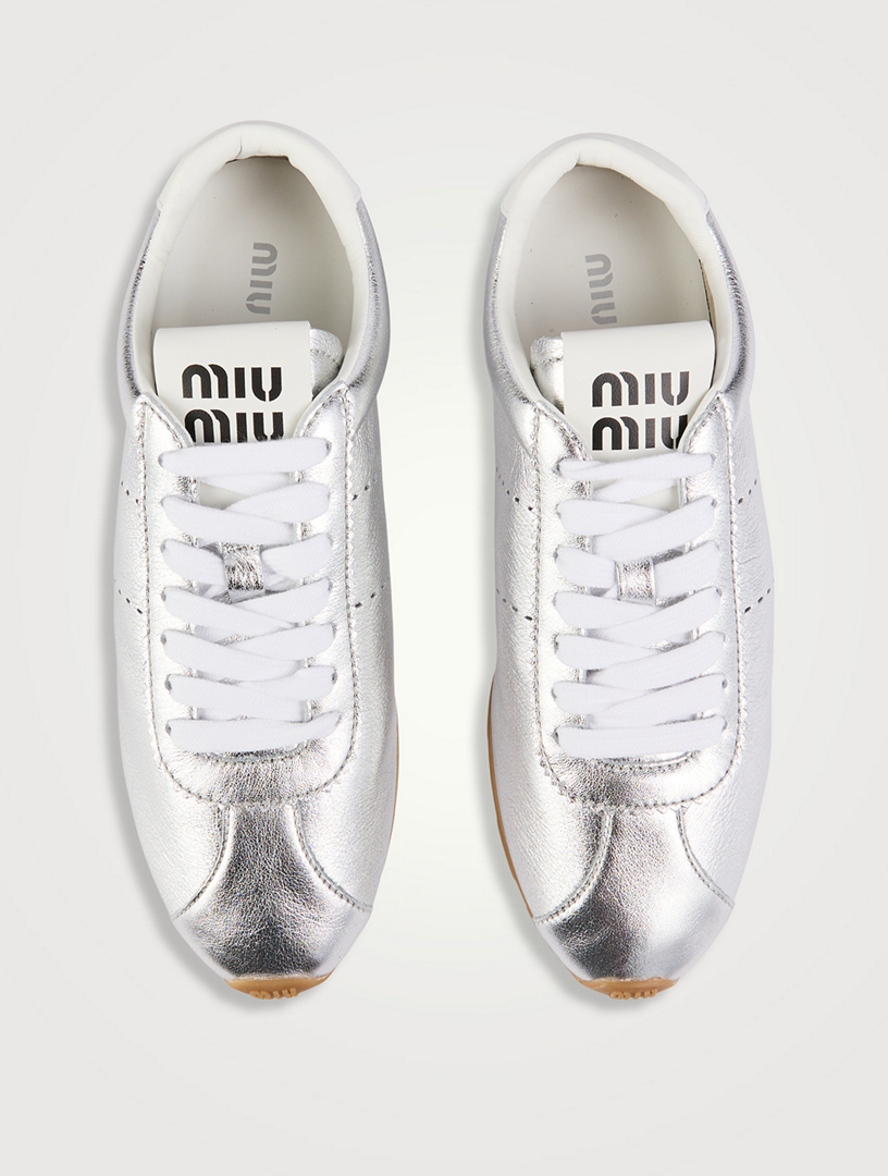MIU MIU Plume Metallic Leather Sneakers | Holt Renfrew