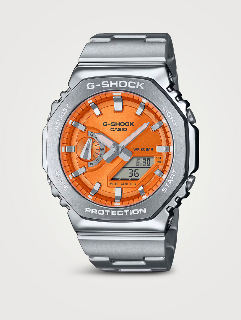 G Shock G Steel 2100 Series Orange Dial Watch