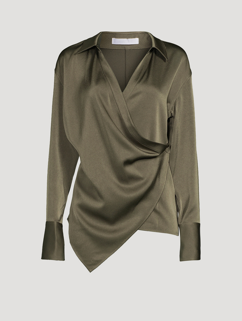 Satin Crêpe Wrap Shirt