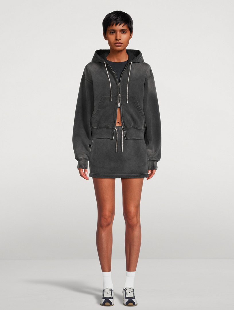 ALEXANDERWANG.T Zip-Front Hoodie With Crystal Drawstring | Holt