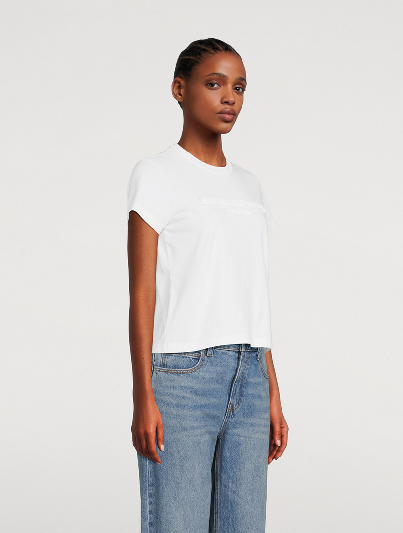 【 ALEXANDER WANG】COTTON SHRUNKEN LOGO T-SHIRT PUFF LOGO SHRUNKEN TEE IN COTTON JERSEY in WHITE