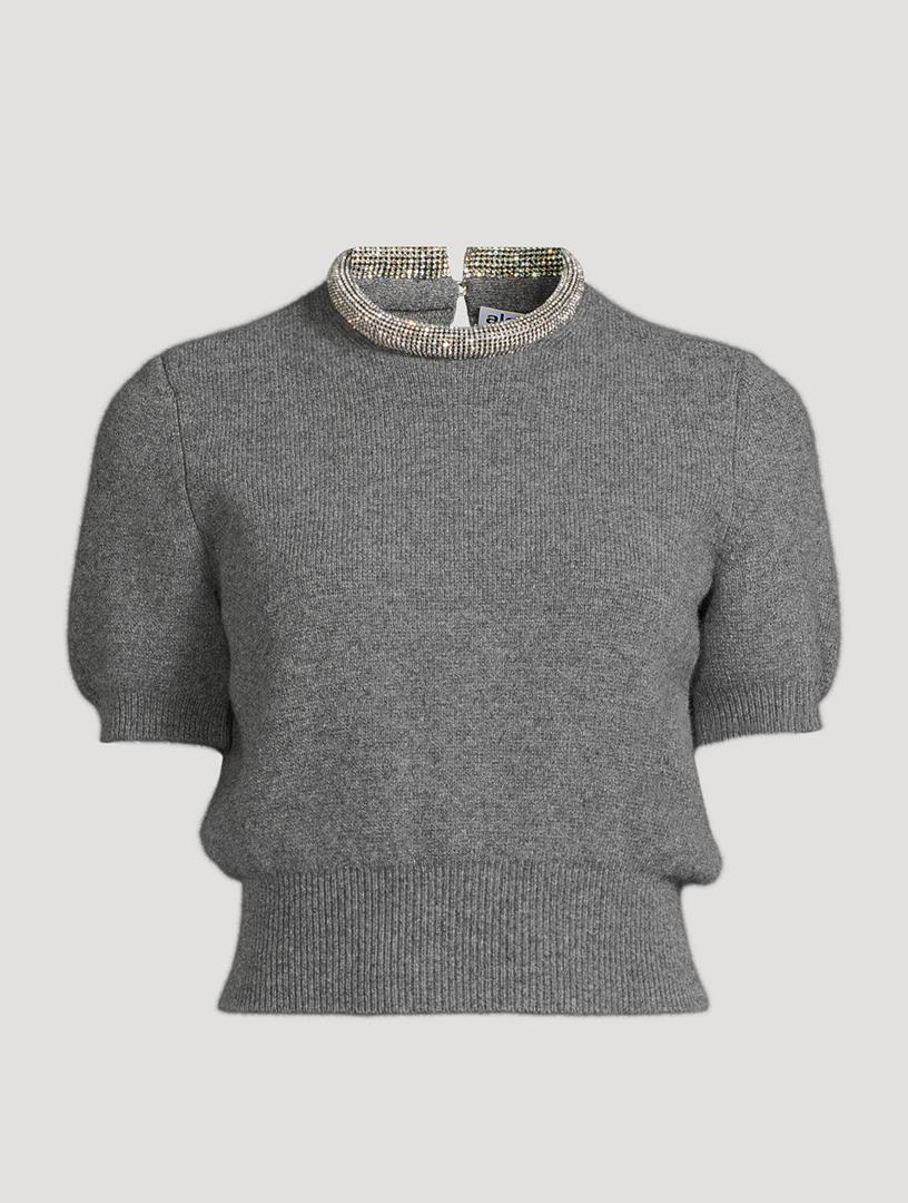 ALEXANDER WANG Crystal Embellished Puff Sleeve Sweater Holt Renfrew
