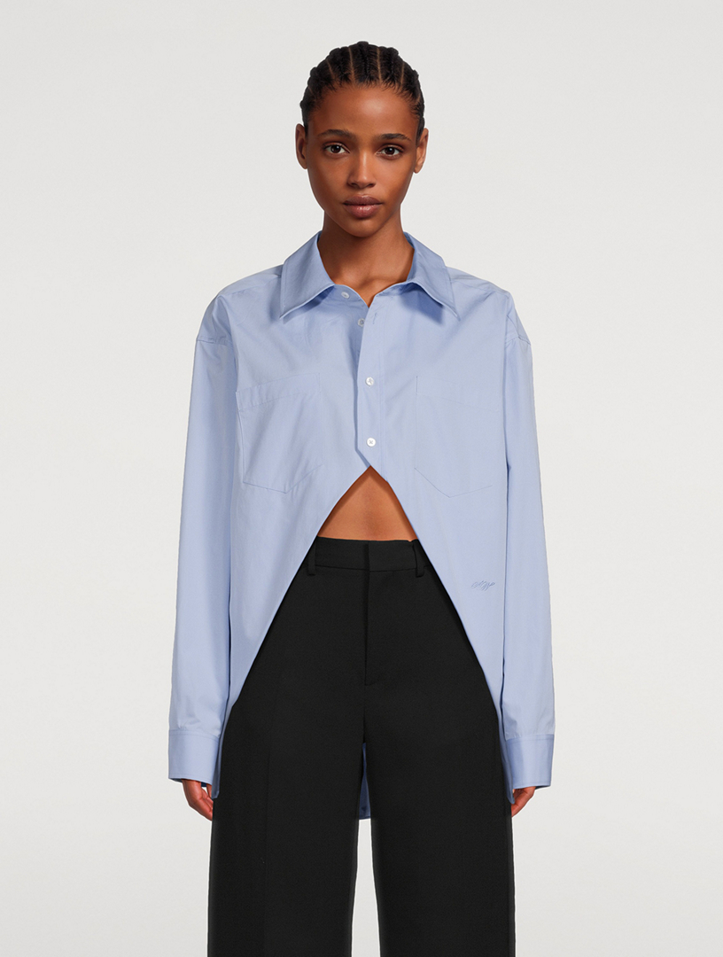 Tシャツ・カットソー Alexander Wang Light blue poplin oversize shirt ALEXANDER WANG Oversized Split-Front Poplin Shirt | Holt Renfrew
