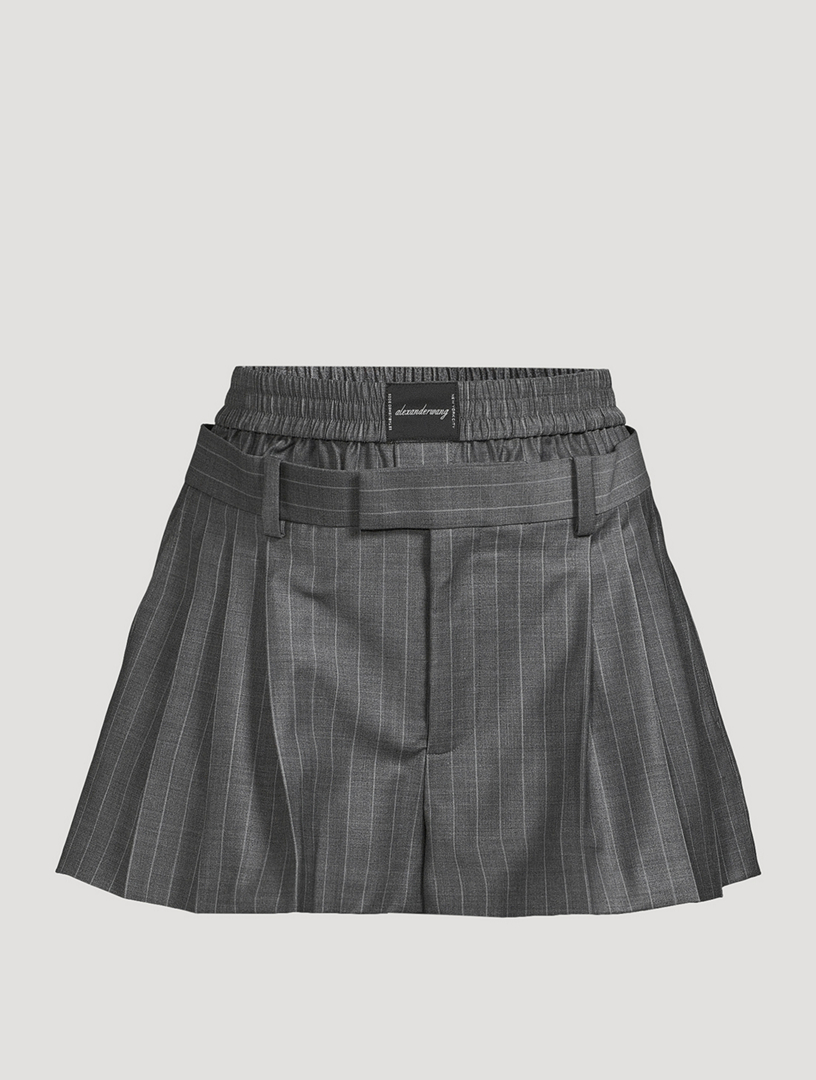 ショートパンツ Alexander Wang 'Pleated Boxer' shorts Pre-Styled Pleated Short with Boxer Waistband in BLACK