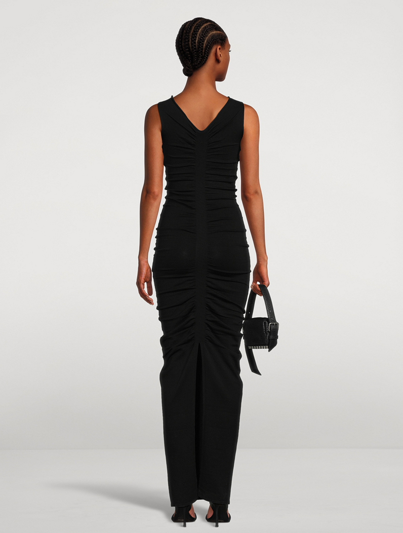 knee length dresses for ladies Alexander Wang mid-length pleated black dress  Loop Generation