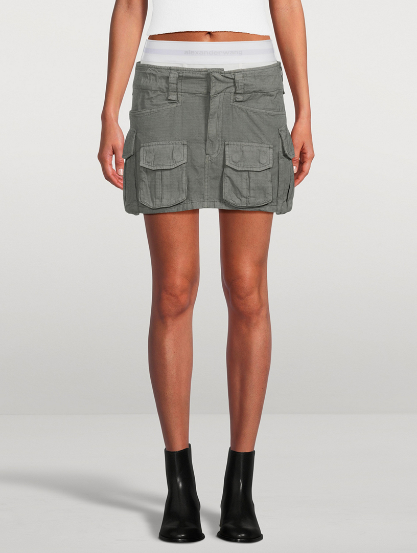 【alexanderwang】ミニスカート pre-styled thong ロゴ Tバック ALEXANDERWANG.T Layered Cargo Mini Skirt With Logo Elastic