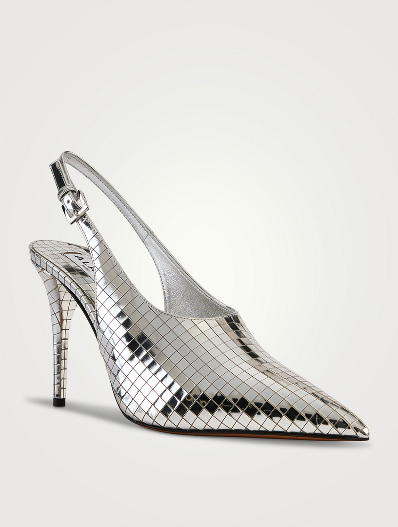 【ALAIA直営店】SLINGBACKS ART DECO EN CUIR MIROIR ALAÏA SILVER ART DECO SLINGBACKS IN MIRROR CALFSKIN |ALAÏA US