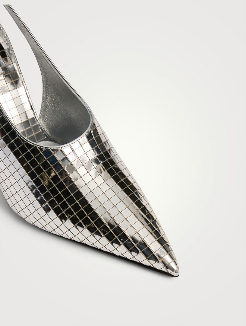 【ALAIA直営店】SLINGBACKS ART DECO EN CUIR MIROIR Slingbacks art deco en cuir miroir