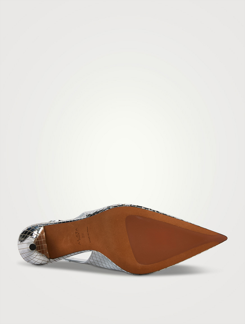 【ALAIA直営店】SLINGBACKS ART DECO EN CUIR MIROIR Slingbacks art deco en cuir miroir