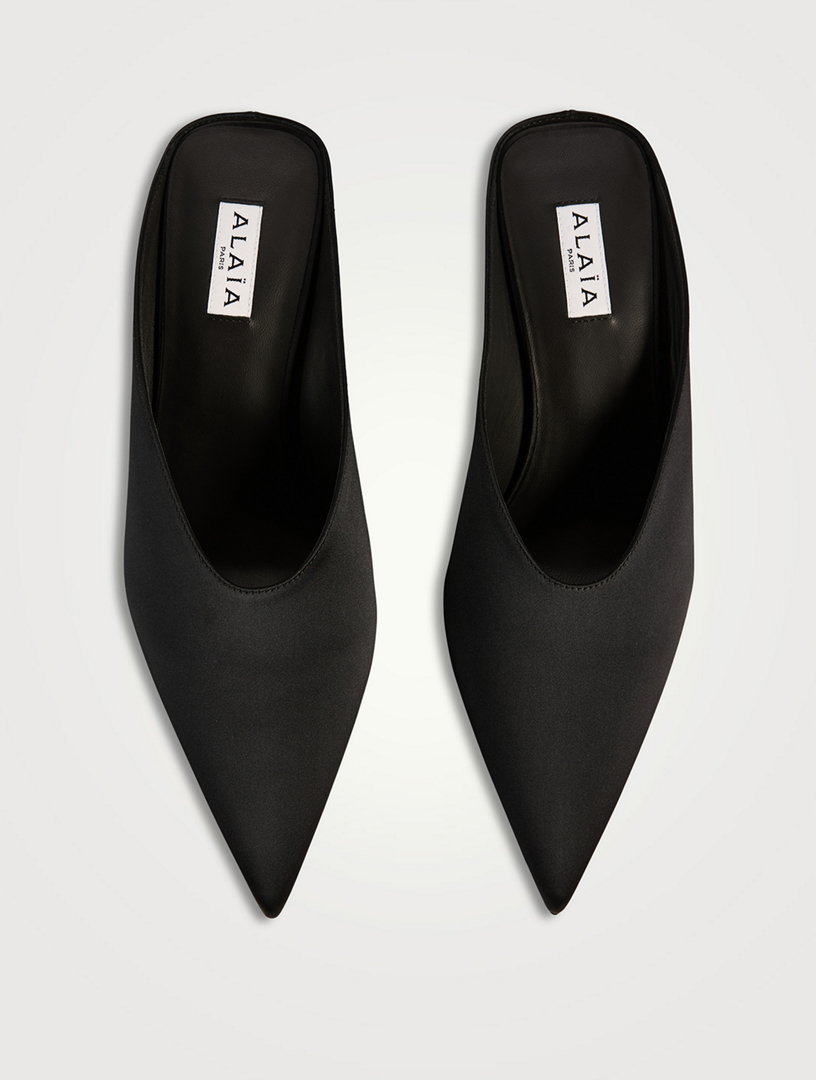 ALAÏA Cube Satin Wedge Mules | Holt Renfrew