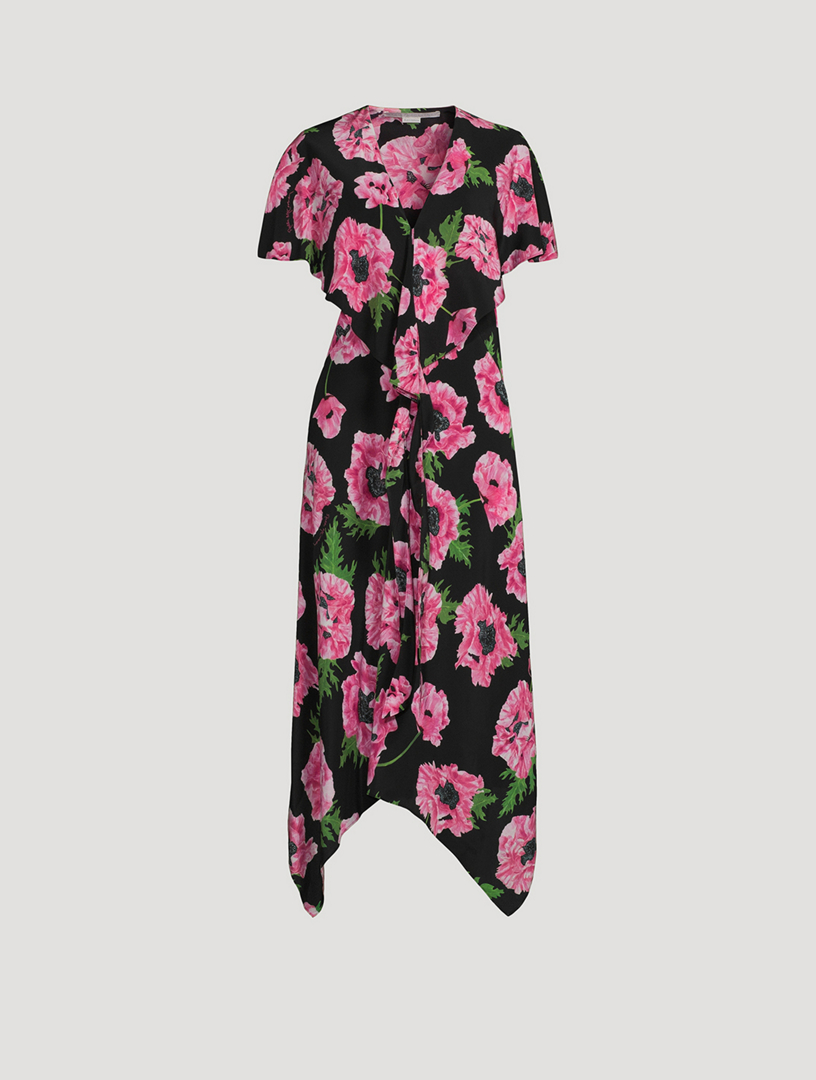 STELLA MCCARTNEY Silk Midi Dress In Poppy Print | Holt Renfrew