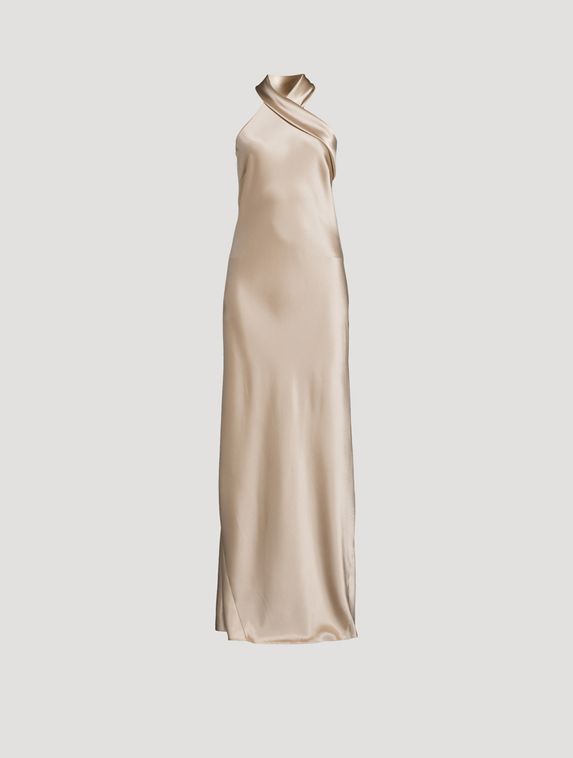 Pandora Satin Halter Gown