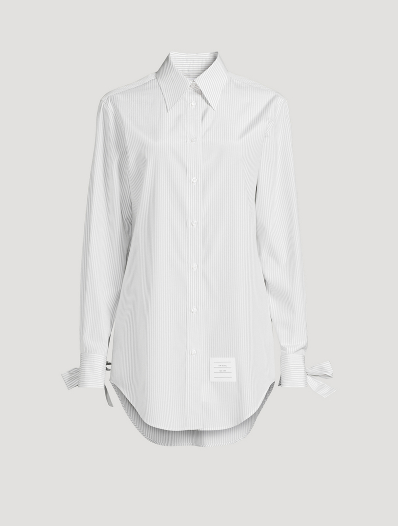Tie-Cuff Shirt Stripe Print