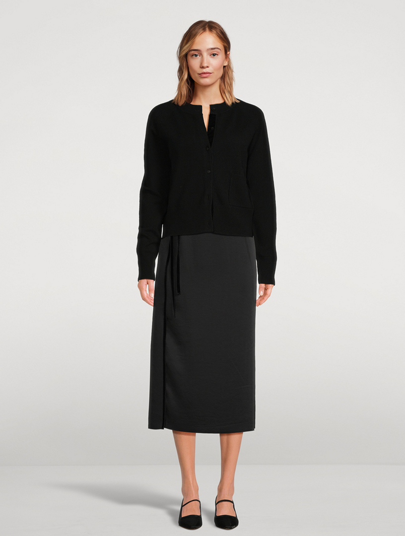 Velvet-Trimmed Midi Skirt