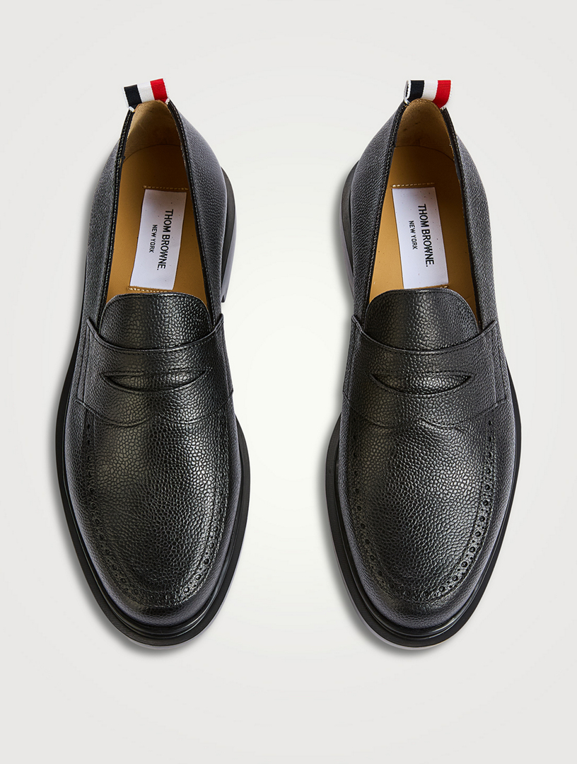 Pebble Grain Leather Penny Loafers