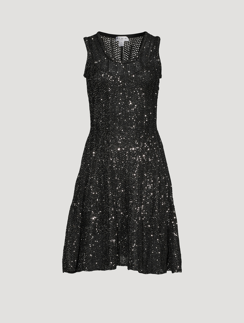 【ALAIA直営店】ROBE PATINEUSE EN MAILLE COTELEE ALAÏA Robe patineuse en maille pailletée | Holt Renfrew