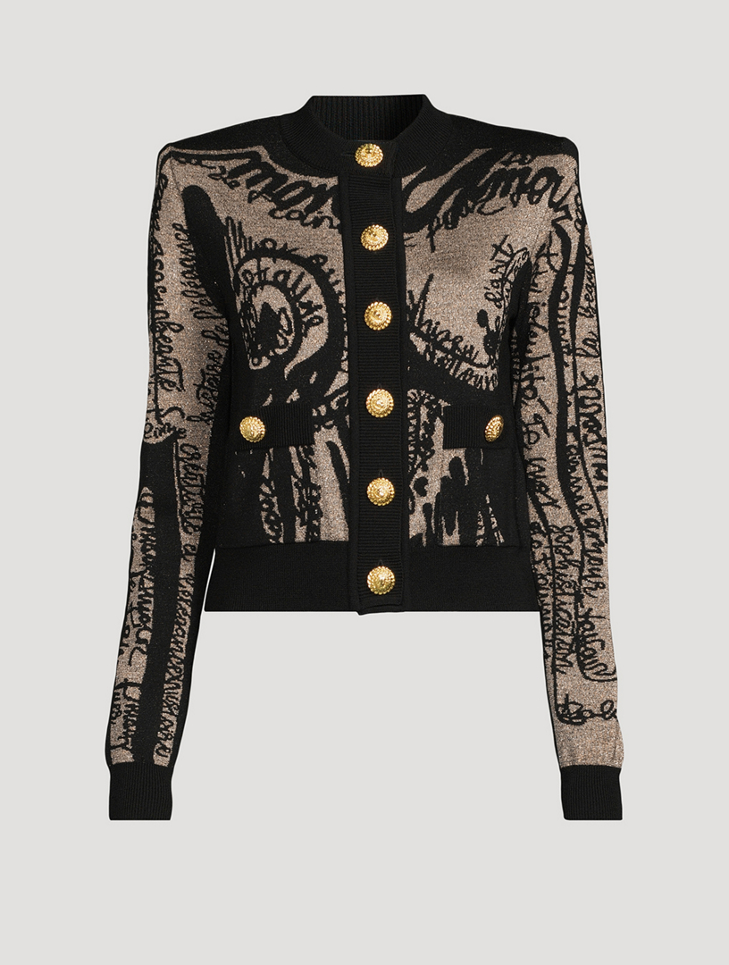 Metallic Jacquard Cardigan