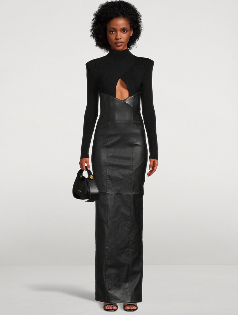 BALMAIN Leather And Jersey Gown | Holt Renfrew