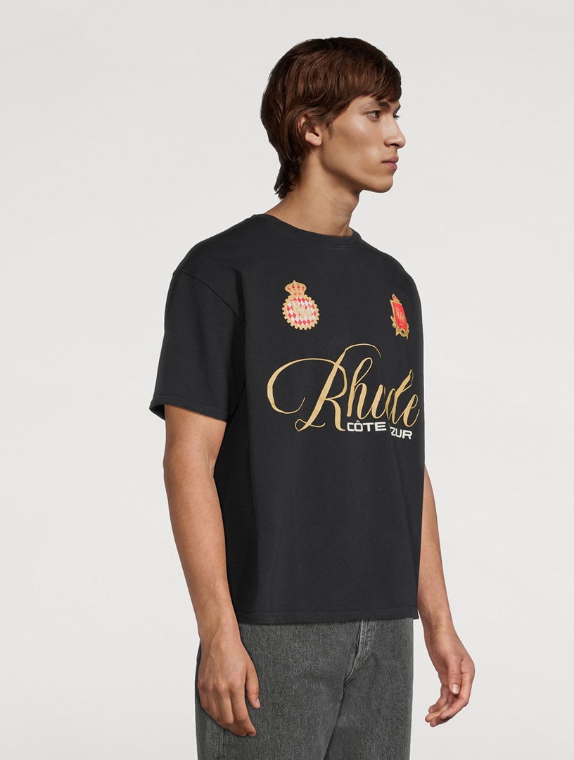 【関税込み】Rhude ブラック 'Rhude' Script Crest Tシャツ RHUDE Script Crest T-shirt | Black | FARFETCH