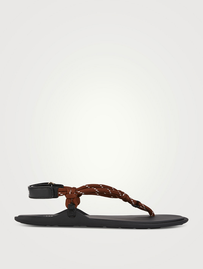 Riviere Cord And Leather Thong Sandals