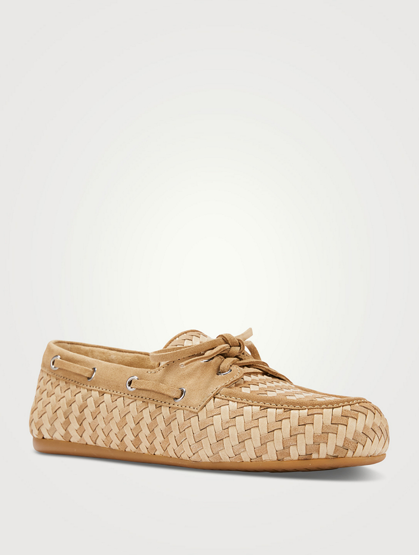MIU MIU Woven Suede Boat Shoes | Holt Renfrew